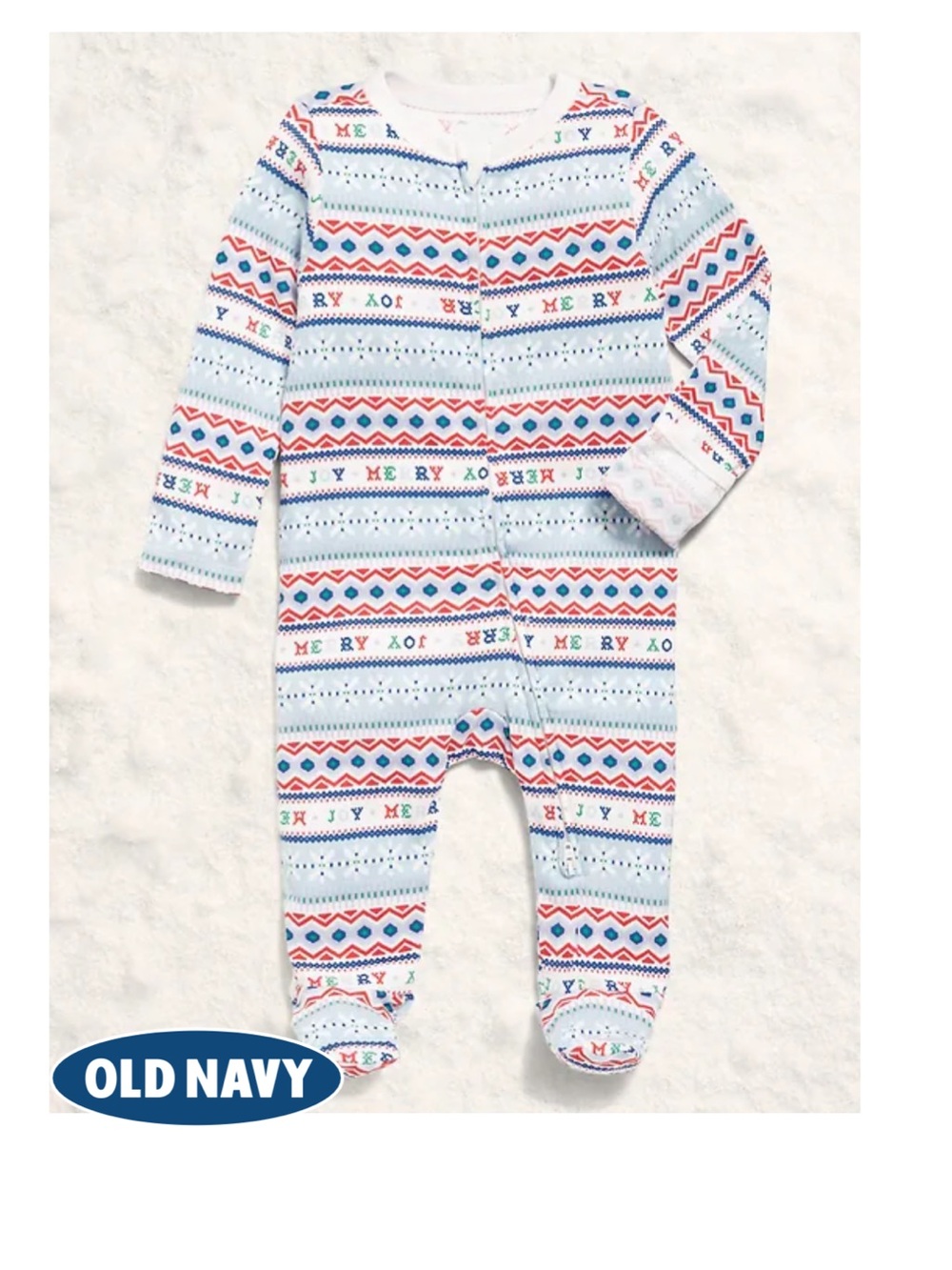 Old Navy Light Blue Fair Isle Zip Footed One-Piece